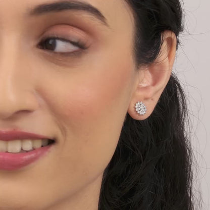 Silver Zircon Shining Star Studs