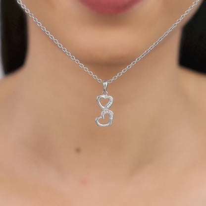 Silver All Hearts Pendant With Link Chain