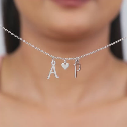 Silver Personalised Love Initials Necklace