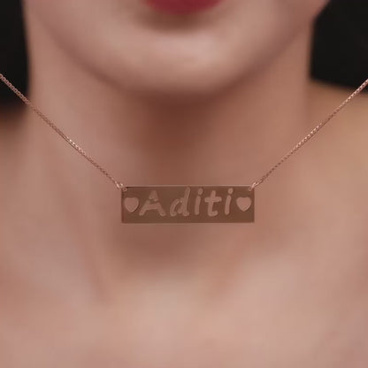 Rose Gold Personalised Name Engraved with Love Necklace