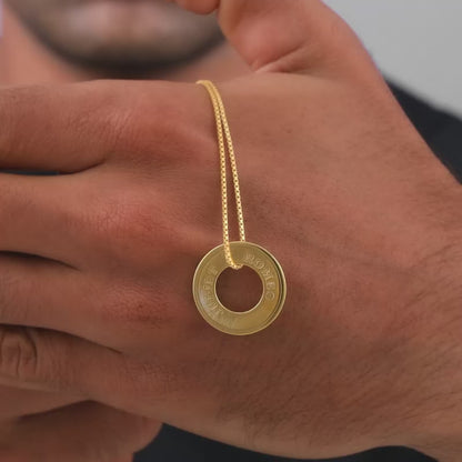 Golden Personalised Circular Pendant For Him
