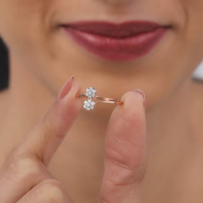 Rose Gold Twain Bouquet Lab Grown Diamond Ring