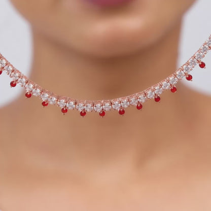 Rose Gold Passionate Heart Choker Necklace
