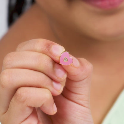 Golden Pink Heartie Kids Studs