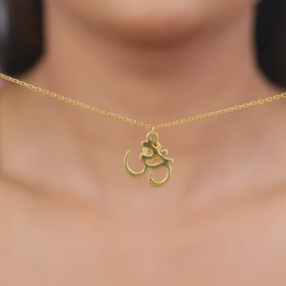 Golden Personalised Om Pendant With Link Chain