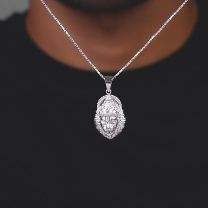 Silver Ugra Narasimha Pendant   with Link Chain For Him