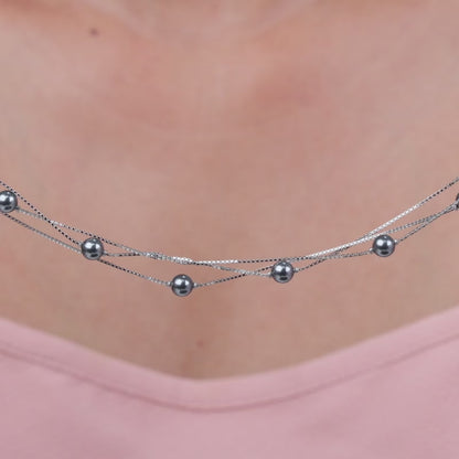 Silver Natalie Layered Pearl Necklace
