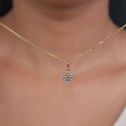 Gold Indent Flora Lab Grown Diamond Pendant