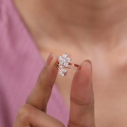 Rose Gold Butterfly Flower Ring