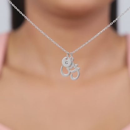 Silver Personalised Om Pendant With Link Chain