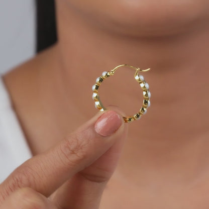 Golden Pola Pearl Hoops