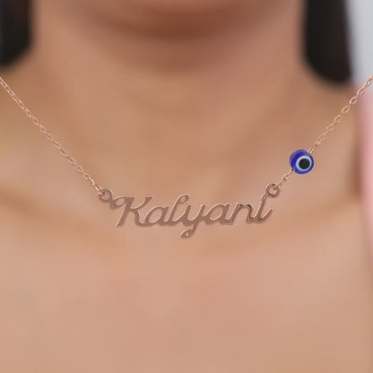Rose Gold Evil Eye Personalised Name Necklace