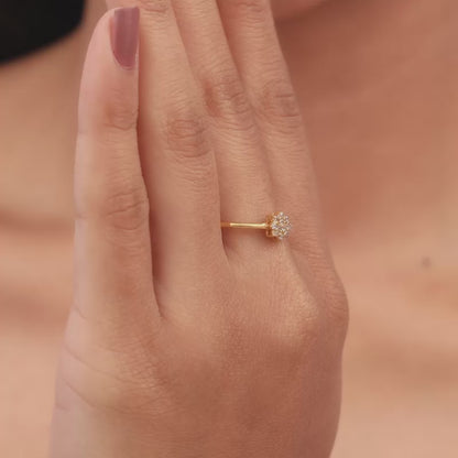 Golden Minimal Floral Ring