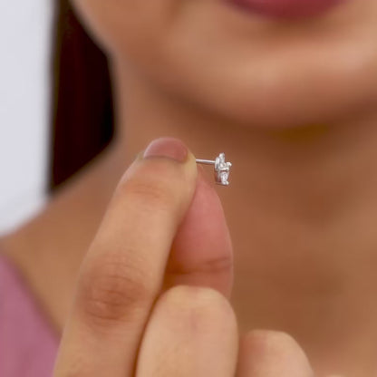 Silver Zircon Small Heart Studs