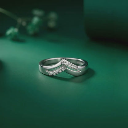 Silver Double Chevron Ring (Size 12)