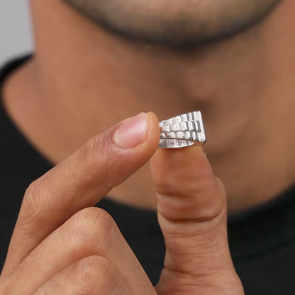 Silver Titan Square Ring For Him