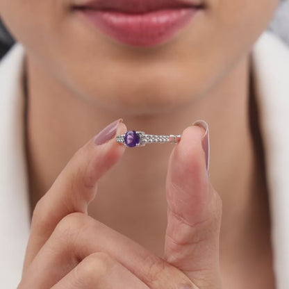 Silver Amethyst Crown Ring
