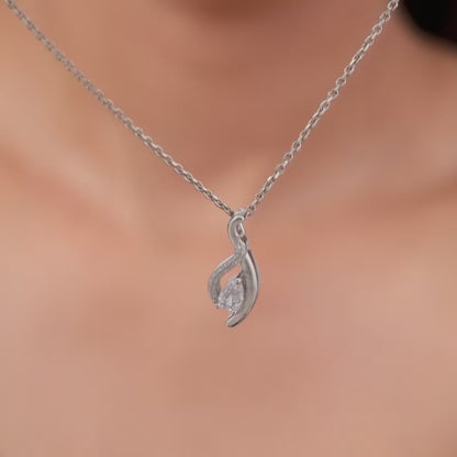 Silver Dancing Swirl Pendant with Link Chain