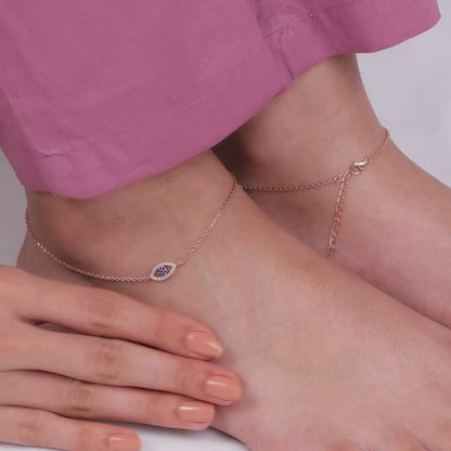 Rose Gold The Evil Eye Anklet