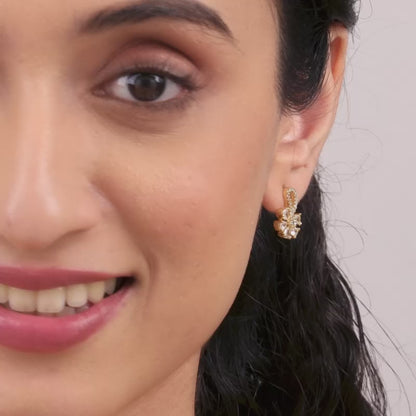Golden White Floral Damsel Earrings