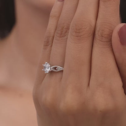 Silver Zircon Sparkling Loop Ring
