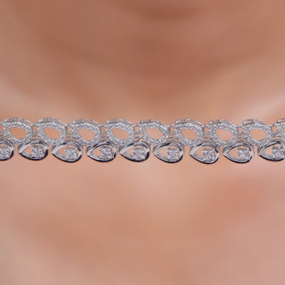 Silver Studded Wave Necklace