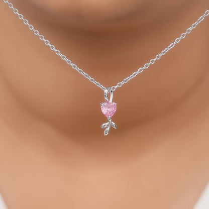 Silver Hearts in Bloom Pendant With Link Chain