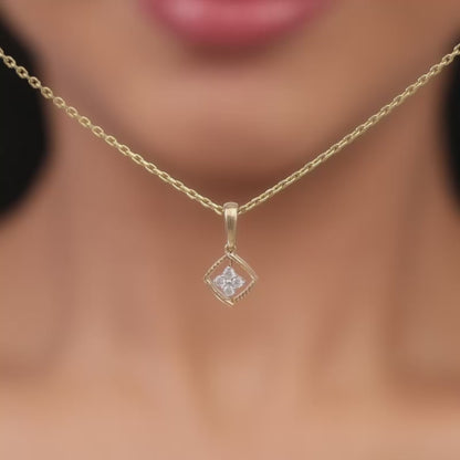 Gold Classic Square Diamond Pendant