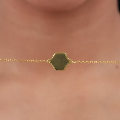Golden Personalised Hexagon Initial Bracelet