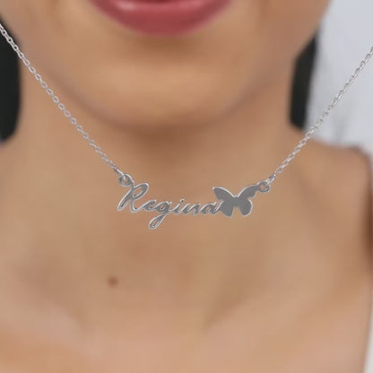Silver Personalised Butterfly Pendant
