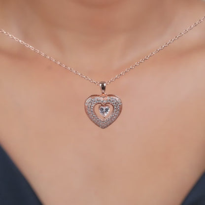 Rose Gold Celeste Heart Pendant With Link Chain