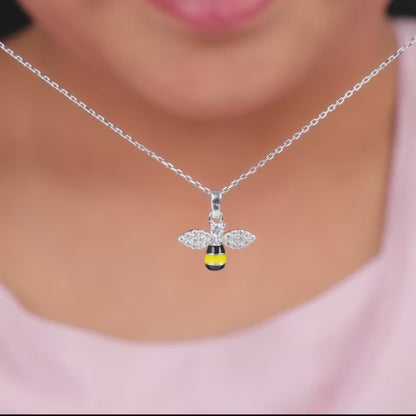 Silver Bee Kids Pendant With Link Chain