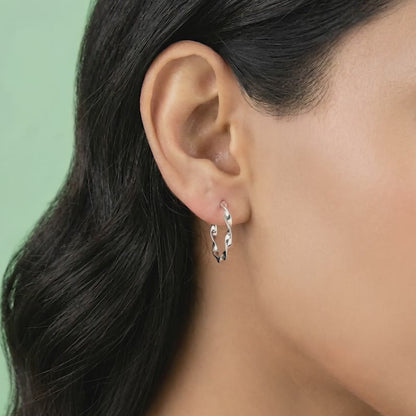 Silver Shine Twisted Hoop Earrings
