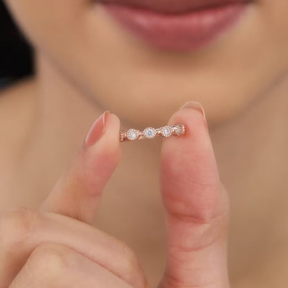 Rose Gold Zircon Melange Ring (Size 12)