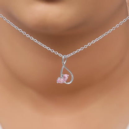 Silver Blush of Love Pendant With Link Chain