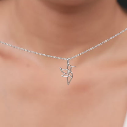 Silver Hummingbird Pendant With Link Chain