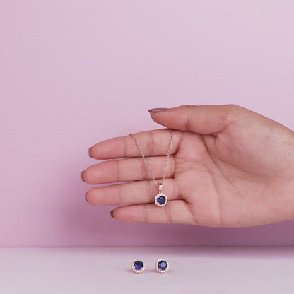 Rose Gold Blue Velvet Set