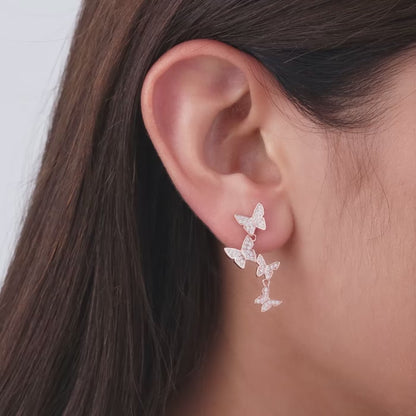 Rose Gold Wavering Wings Earrings