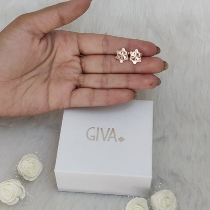Rose Gold Flower Stud Earrings