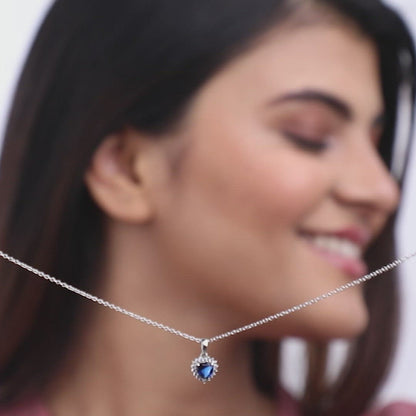 Silver Heart Of The Ocean Pendant With Link Chain