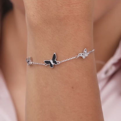 Silver Elegant Butterflies Bracelet