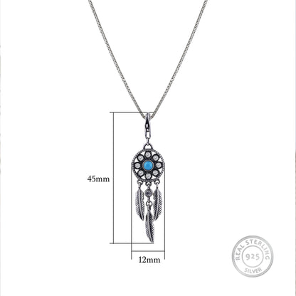 Oxidised Silver Dream Catcher Pendant With Box Chain