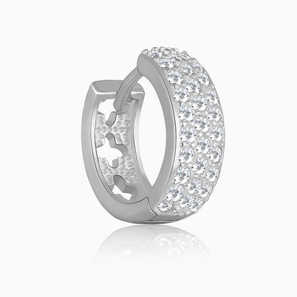 Silver Glittering Huggies Earrings