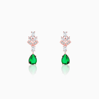Rose Gold Emerald Drop Earrings