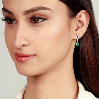Rose Gold Emerald Drop Earrings