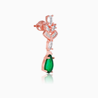 Rose Gold Emerald Drop Earrings