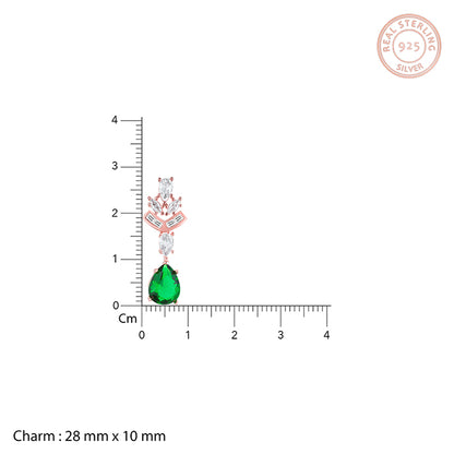 Rose Gold Emerald Drop Earrings