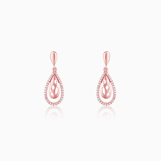 Rose Gold Intricate Teardrop Earrings
