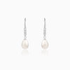 Silver Drops of Pearl Earrings