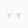Silver Deer Heart Stud Earrings